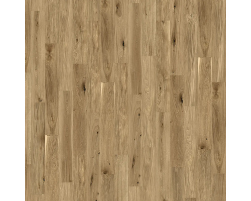 Eichenparkett mit natürlicher Maserung und Astlöchern.