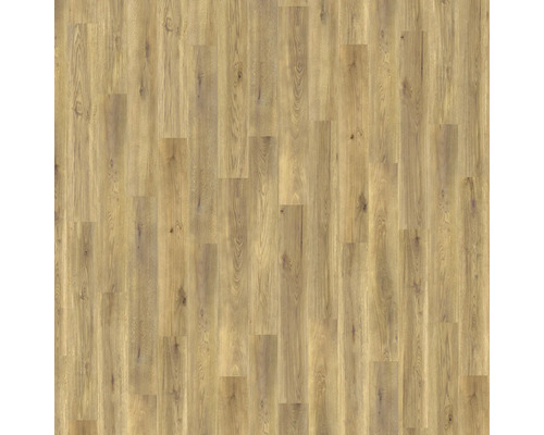 Laminatboden mit Eichenoptik, sichtbarer Holzmaserung und Astlöchern.