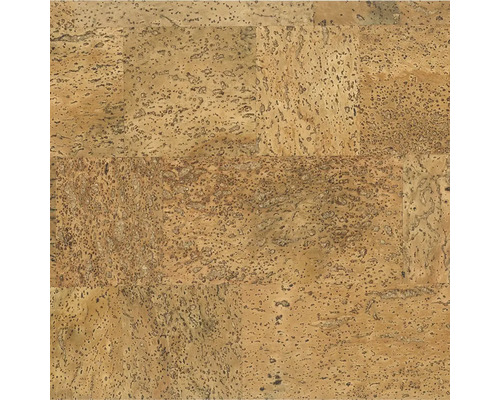 Natürlicher Korkboden in Fliesenoptik mit poröser Oberflächenstruktur.