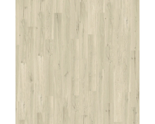 Bodenbelag in Holzoptik, hellbeige, mit feiner Maserung und Astlöchern.