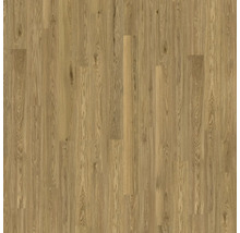 Laminatboden in Eichenoptik mit natürlicher Holzmaserung und Astlöchern.