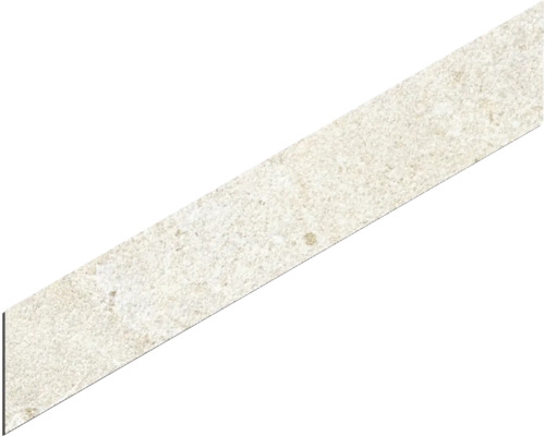 Schmale Fliesenbordüre in Natursteinoptik mit strukturierter Oberfläche.