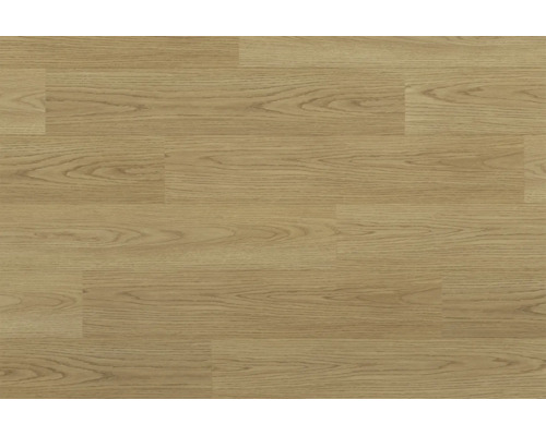Laminatboden in Eichenoptik mit strukturierter Oberfläche und sichtbarer Holzmaserung.