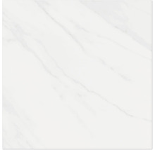 Bodenfliese oder Wandfliese in Marmoroptik weiß mit grauer Maserung.