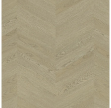 Bodenbelag in Holzoptik mit Chevron-Muster oder französischem Fischgrät-Dekor.