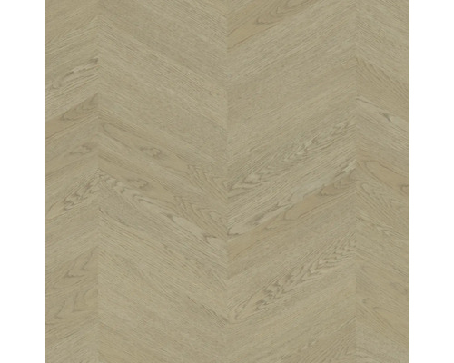 Bodenbelag in Holzoptik mit Chevron-Muster oder französischem Fischgrät-Dekor.