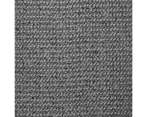 Schlingenteppichboden in Grau mit dichter Textur in der Nahaufnahme.