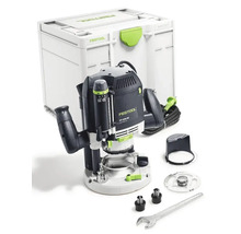 Festool Oberfräse OF 2200 EB mit Transportkoffer Systainer, Stromkabel, Gabelschlüssel, Spannzangen, Spanfänger und Zubehör.