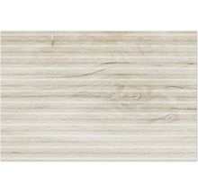 Oberfläche in Holzoptik mit feiner horizontaler Maserung und einem Astloch.