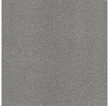 Nahaufnahme der Textur eines grauen Schlingenware-Teppichs.