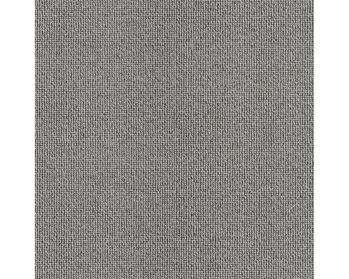 Nahaufnahme der Textur eines grauen Schlingenware-Teppichs.