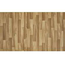 Laminatboden oder Vinylboden in hellbrauner Holzoptik, Mehrstab-Design mit sichtbarer Maserung.