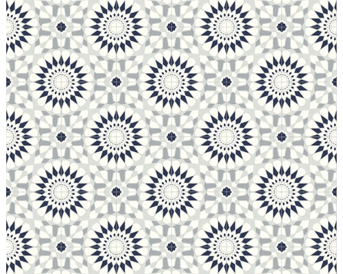 Fliese mit geometrischem Sternmuster im orientalischen Stil in Dunkelblau und Grau
