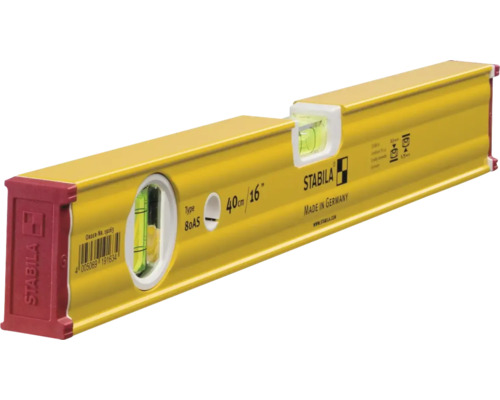 Stabila Wasserwaage Typ 80 AS, Länge 40 Zentimeter, aus Aluminium mit zwei Libellen.