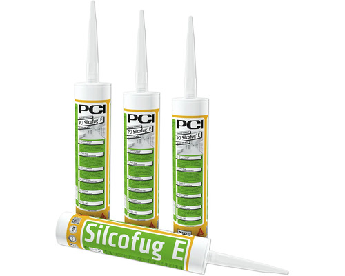 PCI Silcofug E elastischer Dichtstoff in Kartuschen für den Innen- und Außenbereich.