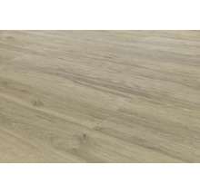 Laminatboden in heller Holzoptik mit Maserung und Astlöchern.