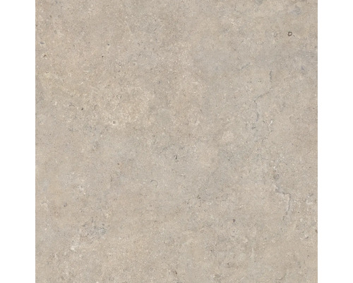 Beige Feinsteinzeugfliese in Steinoptik mit strukturierter Oberfläche.