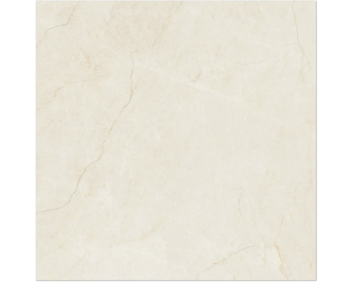 Feinsteinzeugfliese in Marmoroptik Creme mit feiner Maserung.
