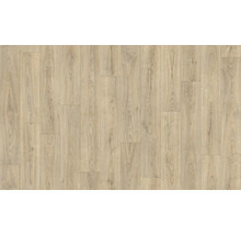 Laminatboden in heller Eichenoptik mit natürlicher Holzmaserung und sichtbaren Dielen.