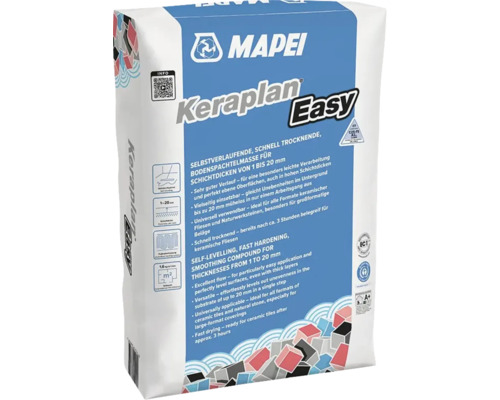 Mapei Keraplan Easy, selbstverlaufende und schnell trocknende Bodenspachtelmasse für Schichtdicken von 1 bis 20 Millimeter.