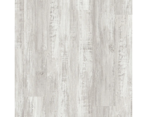 Laminatboden in heller Holzoptik mit rustikaler Maserung und strukturierter Oberfläche.
