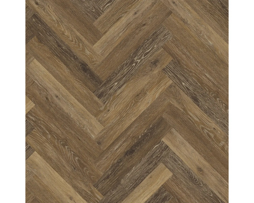 Bodenbelag in Fischgrät-Optik mit Holzmaserung.