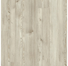 Laminatboden in heller Holzoptik mit natürlicher Maserung und sichtbaren Astlöchern.