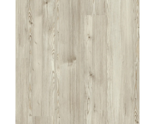 Laminatboden in heller Holzoptik mit natürlicher Maserung und sichtbaren Astlöchern.