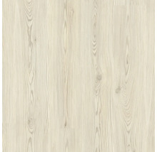 Laminatboden in heller Holzoptik mit feiner Maserung und natürlichen Astlöchern.