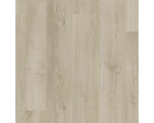 Laminatboden mit heller Holzoptik, natürlicher Maserung und Astlöchern.