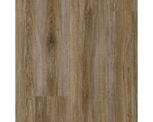 Laminatboden oder Vinylboden in rustikaler Holzoptik mit sichtbarer Maserung und Astlöchern.