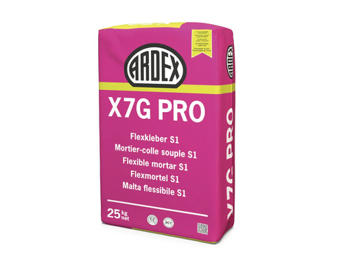 Ardex X7G PRO Flexkleber S1, 25 Kilogramm, frostbeständig, wasserfest und emissionsarm für Fliesen und Naturstein.