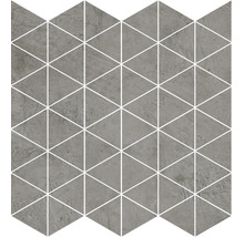 Mosaikfliese aus Feinsteinzeug in Dreiecksform mit Betonoptik.