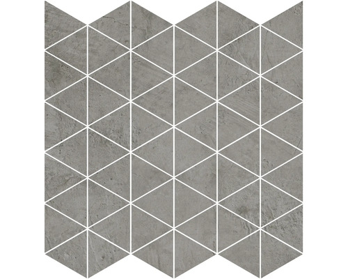 Mosaikfliese aus Feinsteinzeug in Dreiecksform mit Betonoptik.