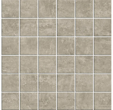 Mosaikfliese aus Feinsteinzeug in Betonoptik.
