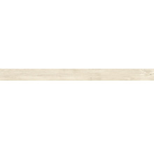Fliese in Holzoptik mit feiner Maserung.