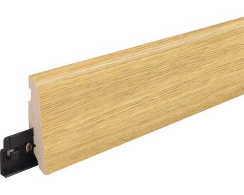 Sockelleiste mit Holzoptik und Befestigungsclip
