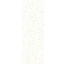 Oberfläche in Terrazzo-Optik mit unregelmäßigen, farbigen Sprenkeln auf hellem Grund.