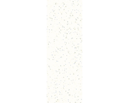 Oberfläche in Terrazzo-Optik mit unregelmäßigen, farbigen Sprenkeln auf hellem Grund.