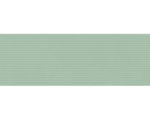 Salbeigrüne Wandfliese mit horizontaler Rillenstruktur.
