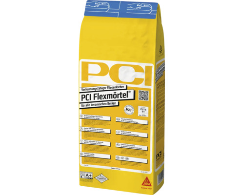 PCI Flexmörtel 5 Kilogramm, verformungsfähiger Fliesenkleber für alle keramischen Beläge im Innenbereich und Außenbereich.
