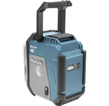 Makita Baustellenradio DMR115 mit Bluetooth und DAB plus, robustes Gehäuse mit Tragegriff und Metallgitter.