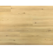 Laminatboden in Eichenoptik mit authentischer Maserung und Aststrukturen als Bodenbelag.