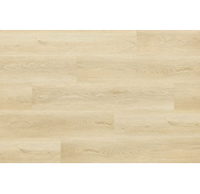 Laminatboden mit heller Eichenoptik und naturgetreuer Holzmaserung als Bodenbelag für Wohnbereiche.