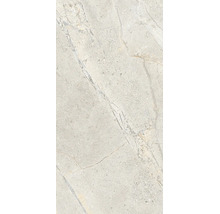 Wand- und Bodenfliese aus Feinsteinzeug mit naturgetreuer Steinoptik und feiner Maserung in rechteckigem Format.