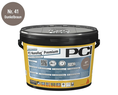 PCI Nanofug Premium Flexfugenmörtel in Dunkelbraun, 41, im Eimer für Fliesen und Naturstein.