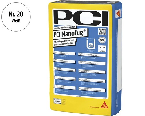 PCI Nanofug Flexfugenmörtel weiß 15 Kilogramm Sack für alle Fugenbreiten und keramischen Beläge