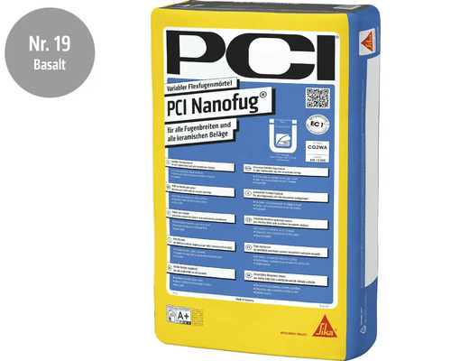 PCI Nanofug flexibler Fugenmörtel in Basalt, 15 Kilogramm Sack für alle keramischen Beläge und Fugenbreiten im Innen- und Außenbereich.