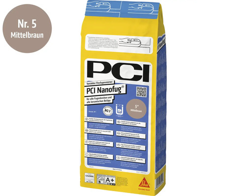 PCI Nanofug variabler Flexfugenmörtel Nummer 5 mittelbraun 4 Kilogramm zur Verfugung von keramischen Belägen im Innen und Außenbereich