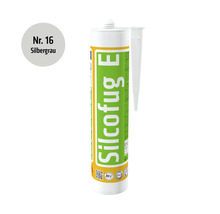 Kartusche Silcofug E Silikondichtstoff in Silbergrau mit Dosierspitze zur Abdichtung von Fugen.